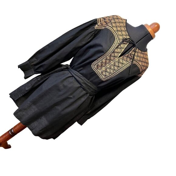 NWT Blk And Gold Banana Republic Boho Mini Dress Or Tunic Sz 10 - Picture 5 of 12